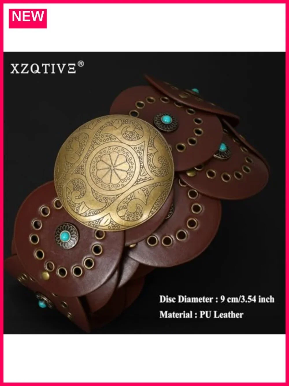 Wide PU Leather Western Concho Belt Cowgirl Cowboy Boho Waist Belt for Dress